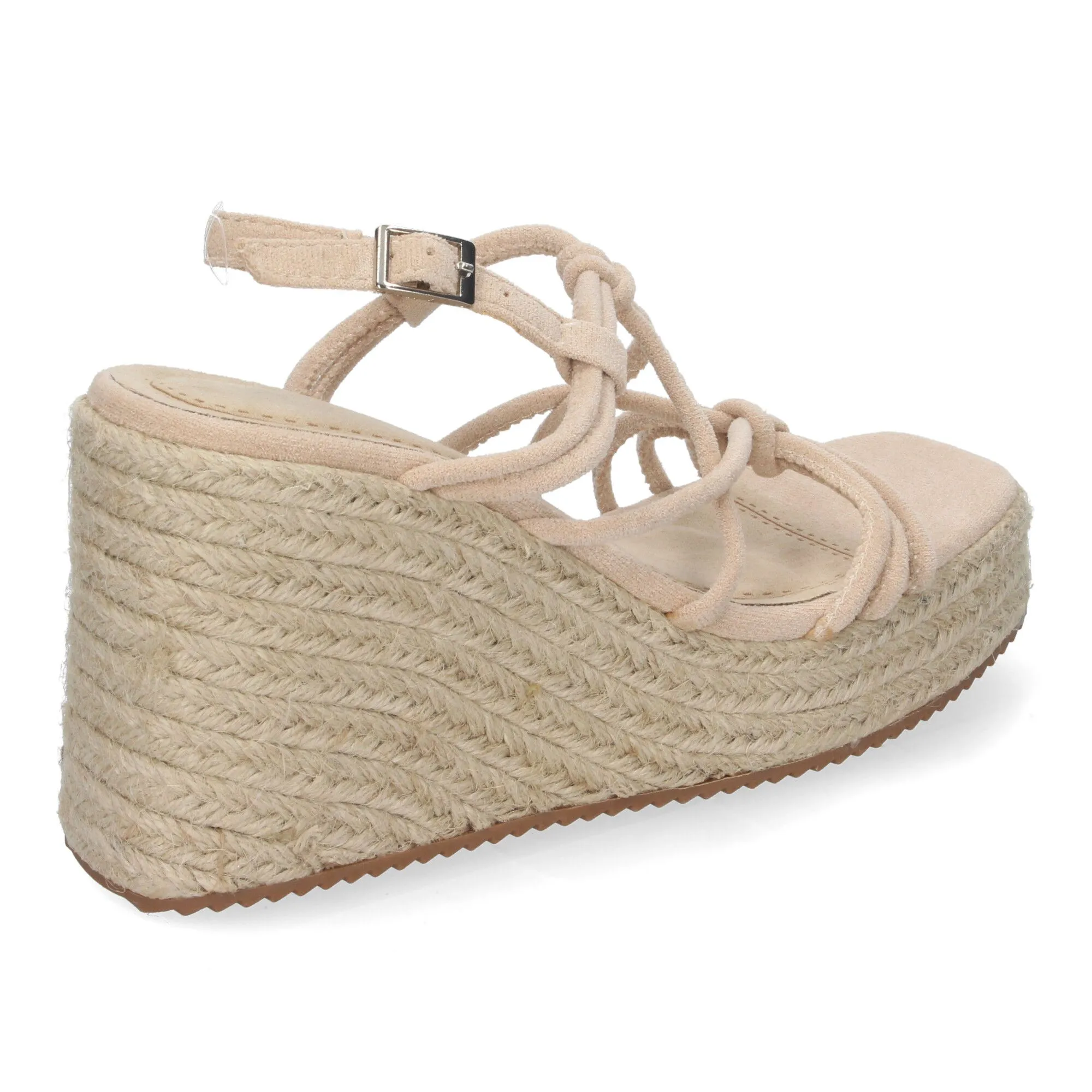 SANDALIAS DE CUñA EN YUTE CóMODAS DE MUJER TIRAS CRUZADAS COLOR BEIGE JNS5P500