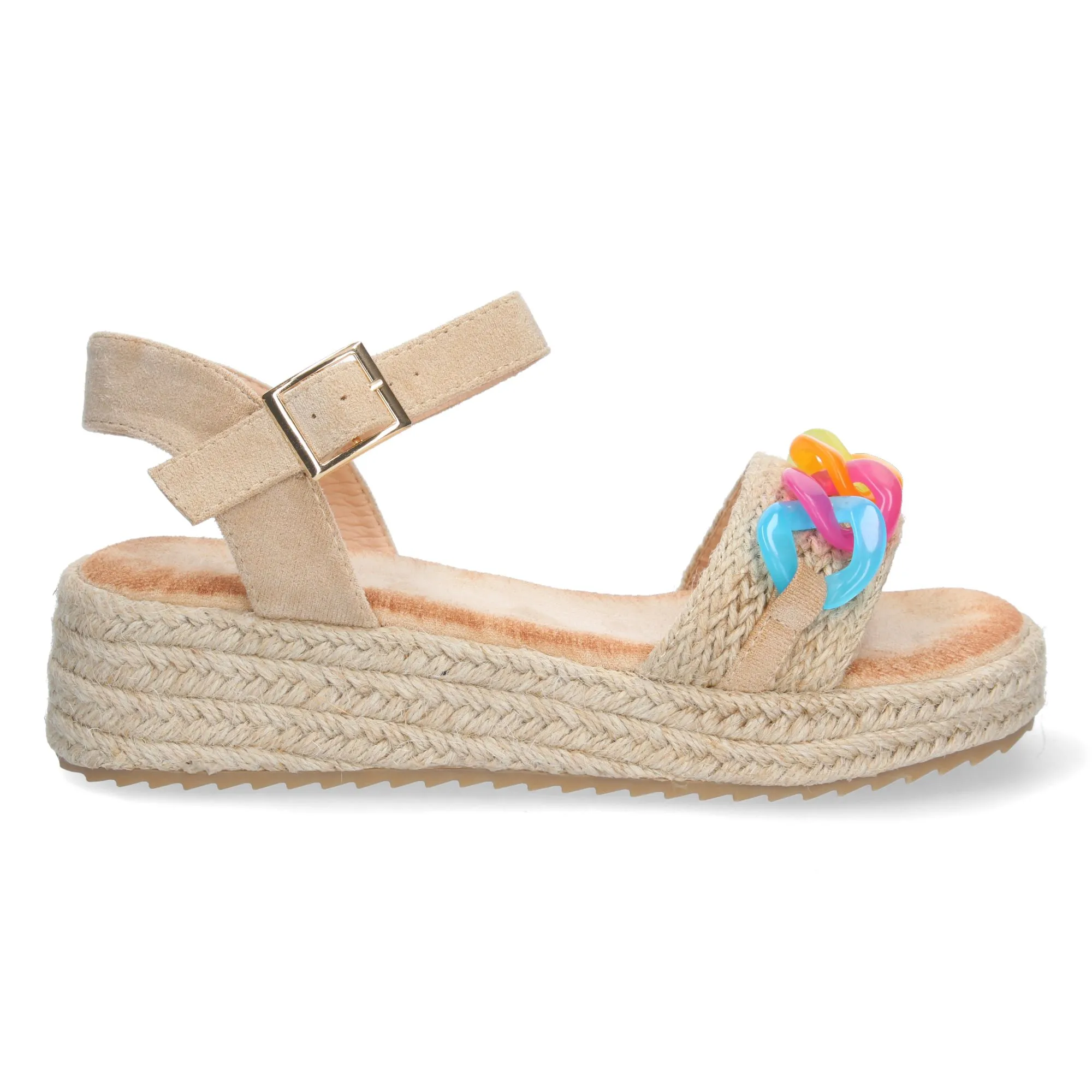 Sandalias de plataforma y hebilla para mujer color beige