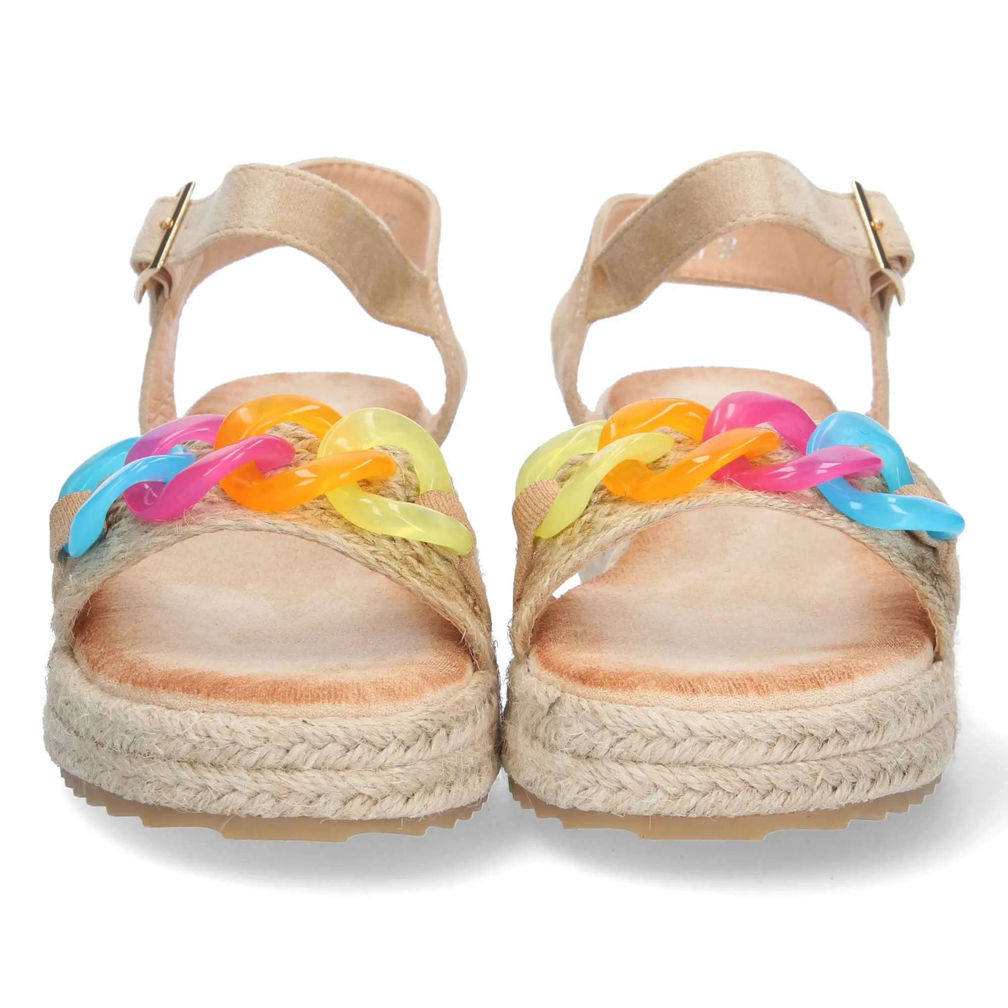 Sandalias de plataforma y hebilla para mujer color beige