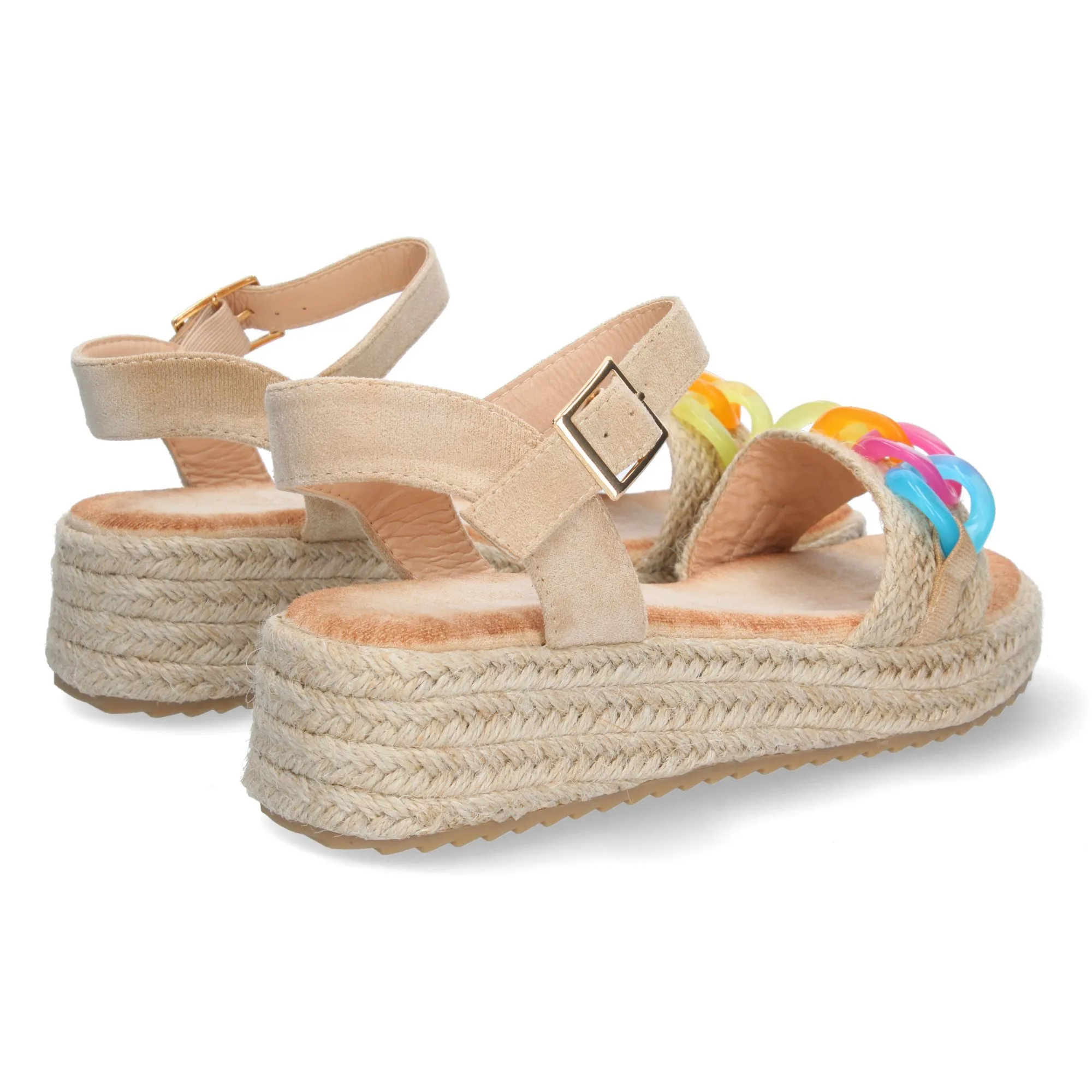 Sandalias de plataforma y hebilla para mujer color beige
