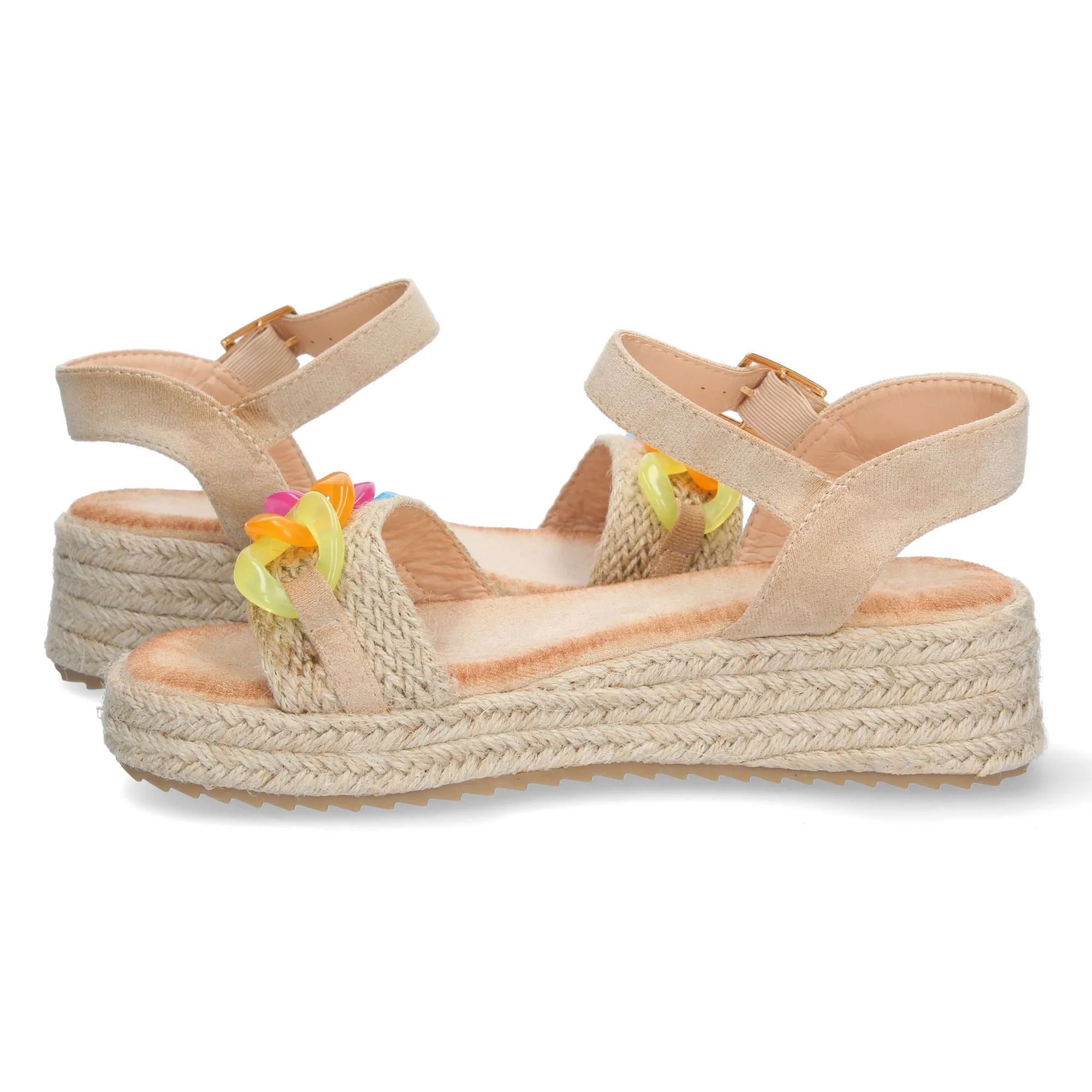 Sandalias de plataforma y hebilla para mujer color beige