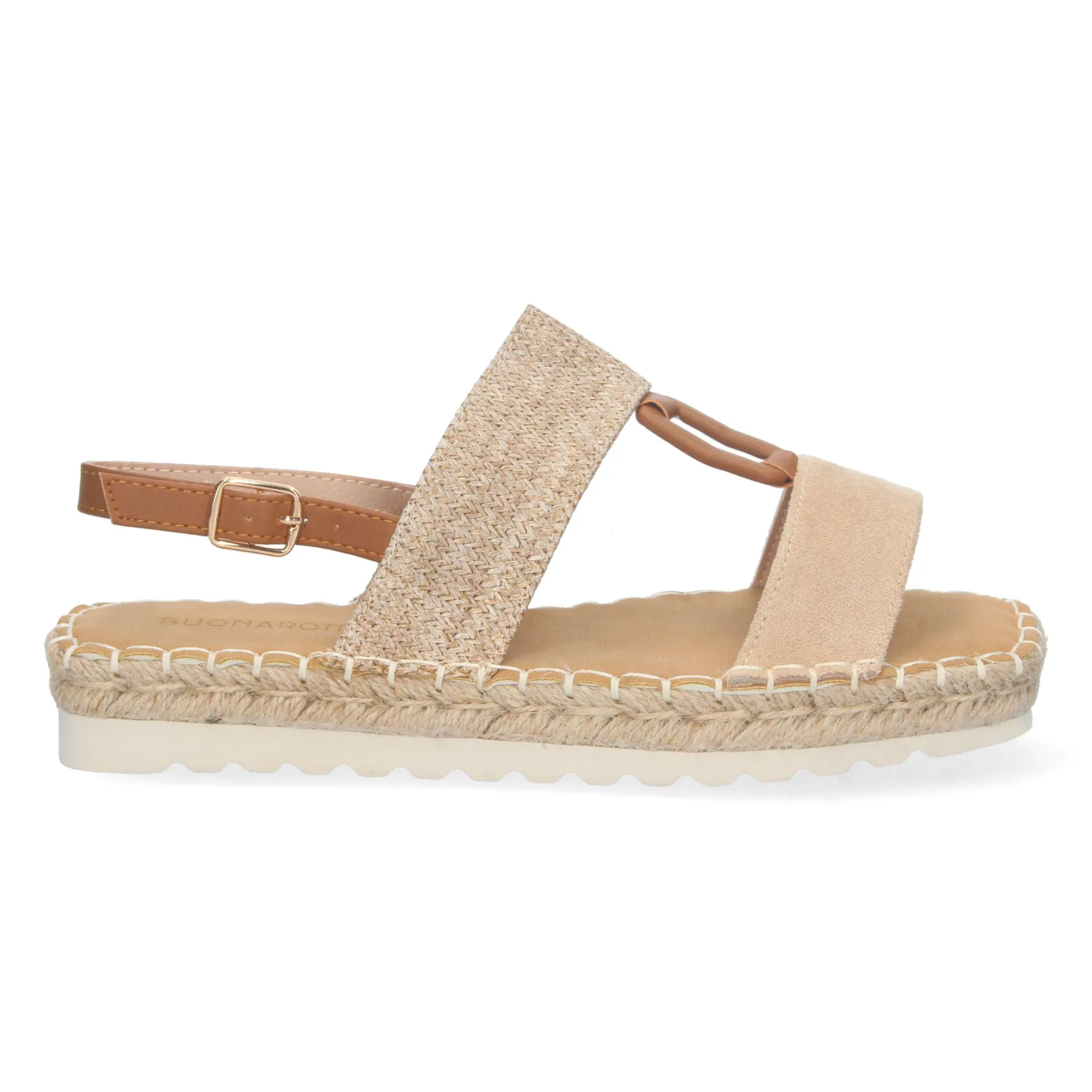 SANDALIAS PLANAS CON YUTE DOBLE PALA COLOR BEIGE MUJER 2FB2183