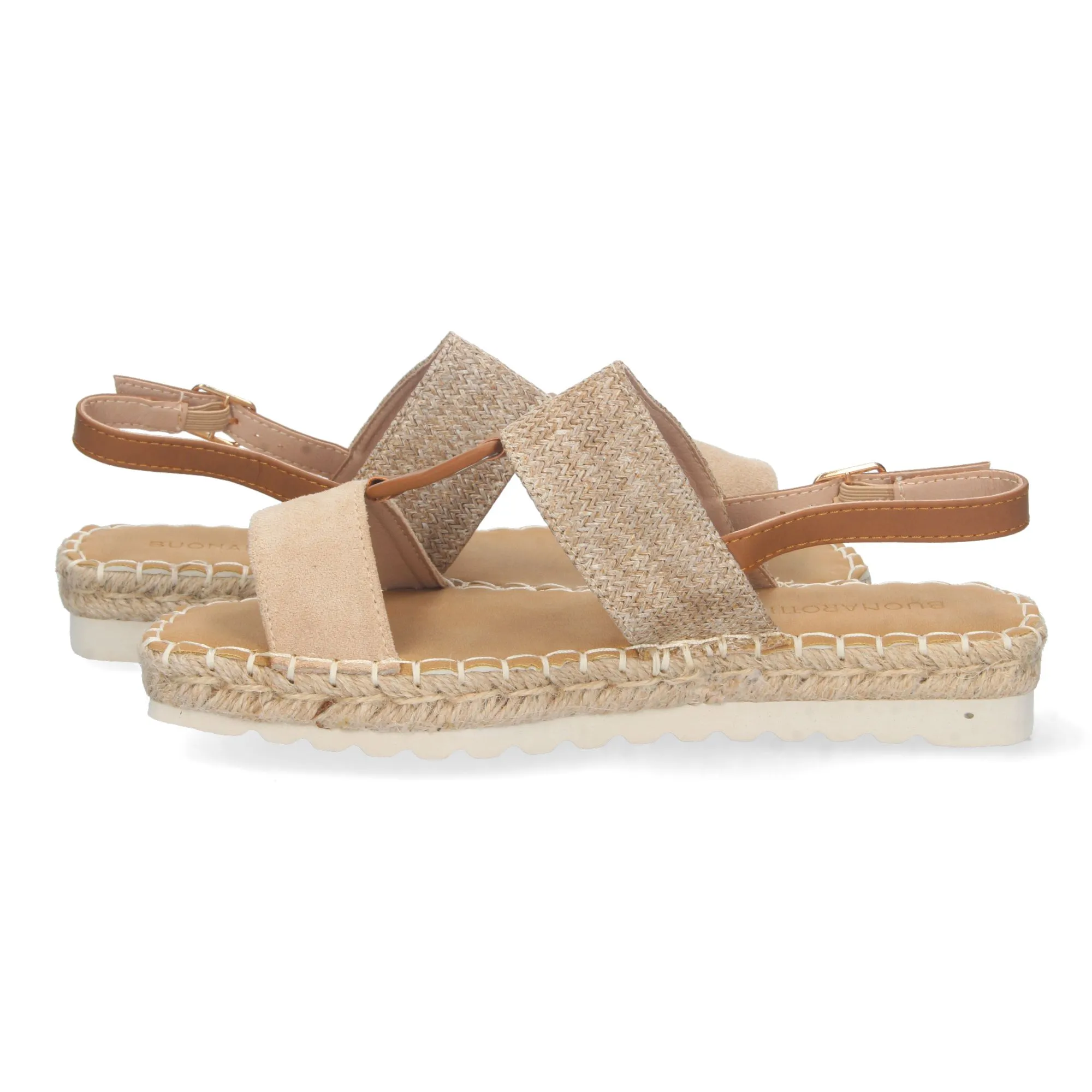 SANDALIAS PLANAS CON YUTE DOBLE PALA COLOR BEIGE MUJER 2FB2183