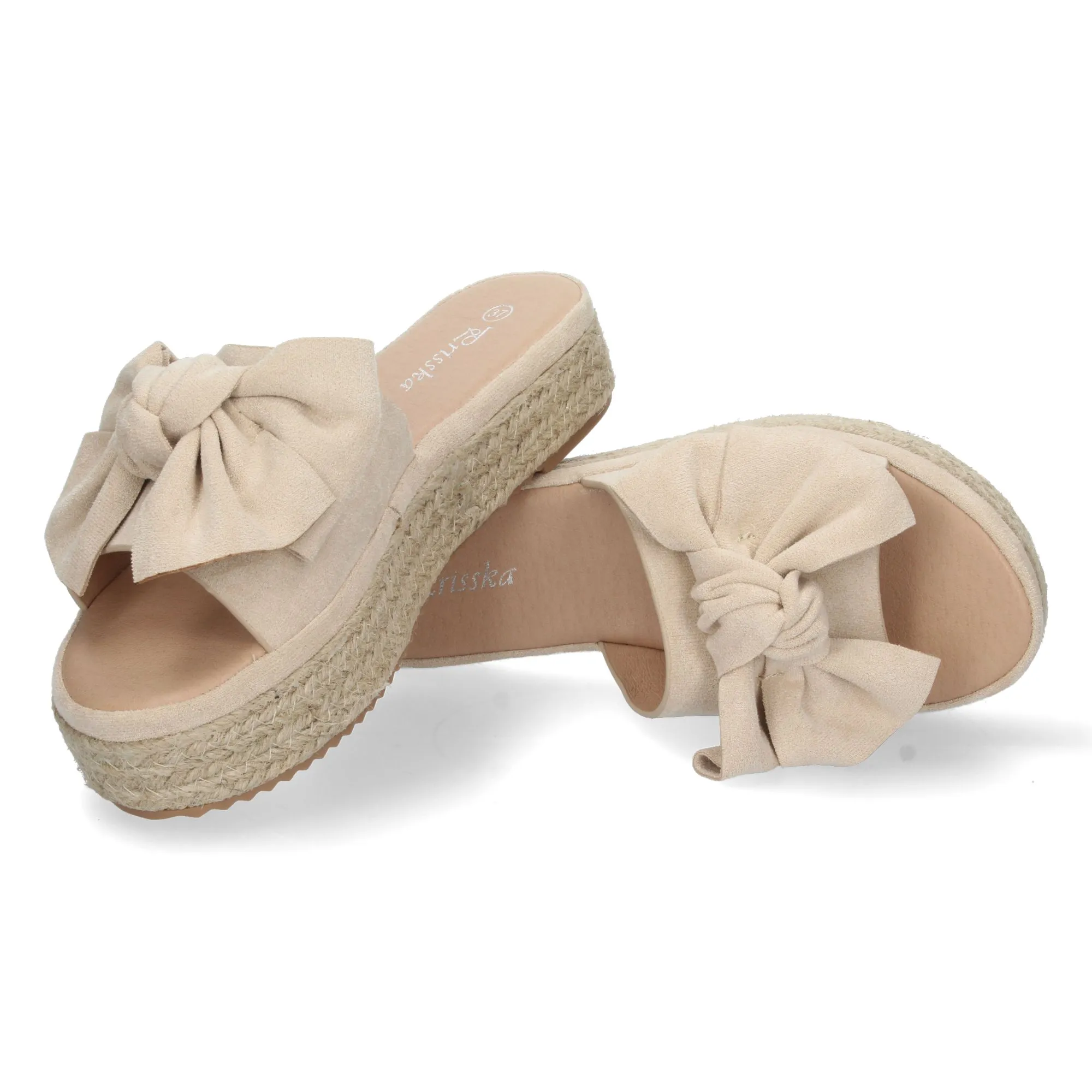 Sandalias planas con yute pala nudo mujer color beige JSZ181