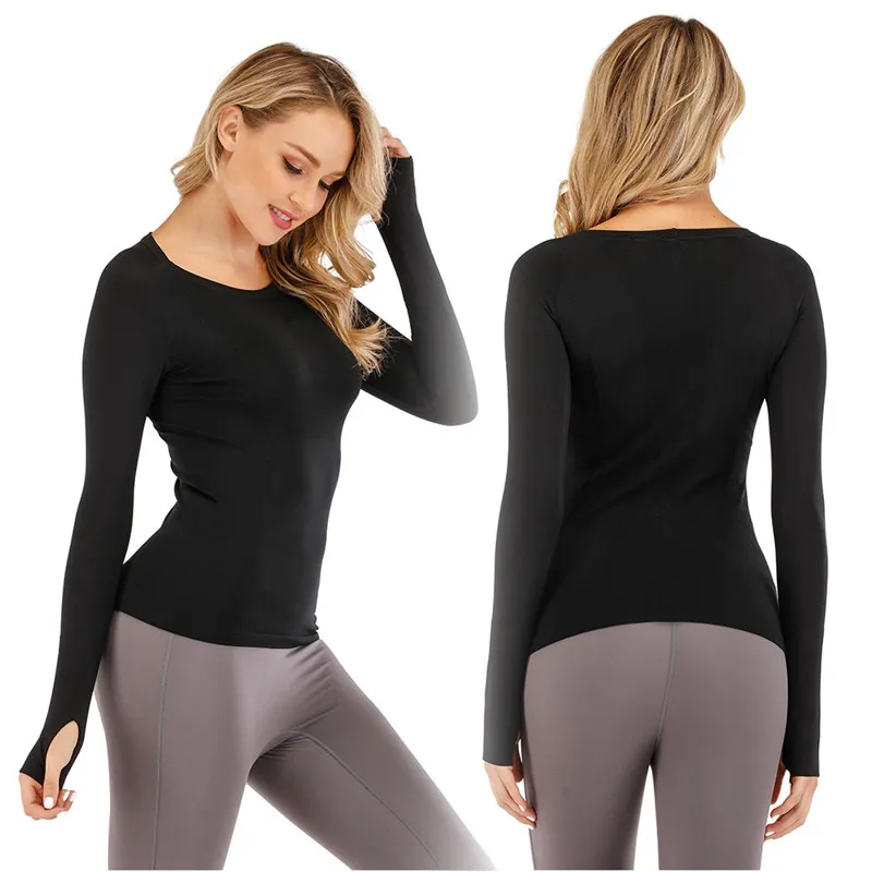 Sport Sport Wholesale Women's Yoga Manga larga Top Yoga Ejercicio suelto Desgaste Fitness de mujer deportiva TU Camiseta To