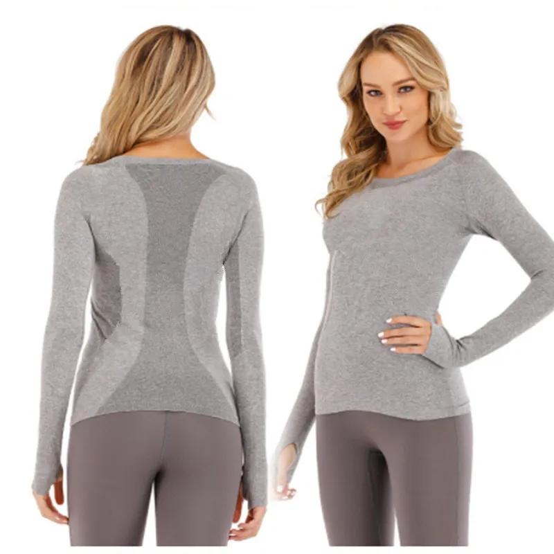 Sport Sport Wholesale Women's Yoga Manga larga Top Yoga Ejercicio suelto Desgaste Fitness de mujer deportiva TU Camiseta To