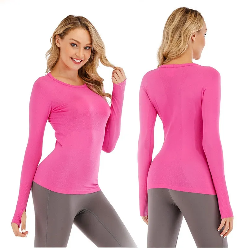 Sport Sport Wholesale Women's Yoga Manga larga Top Yoga Ejercicio suelto Desgaste Fitness de mujer deportiva TU Camiseta To