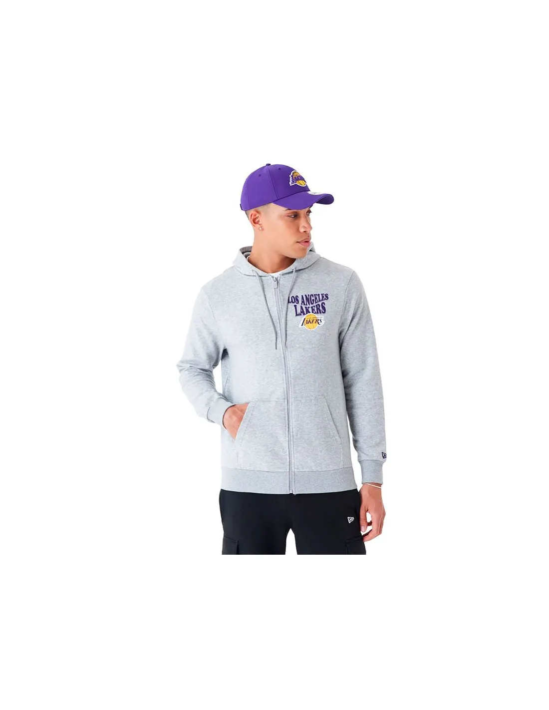 Sudadera New Era Nba Script Fz La Lakers Hombre Gris