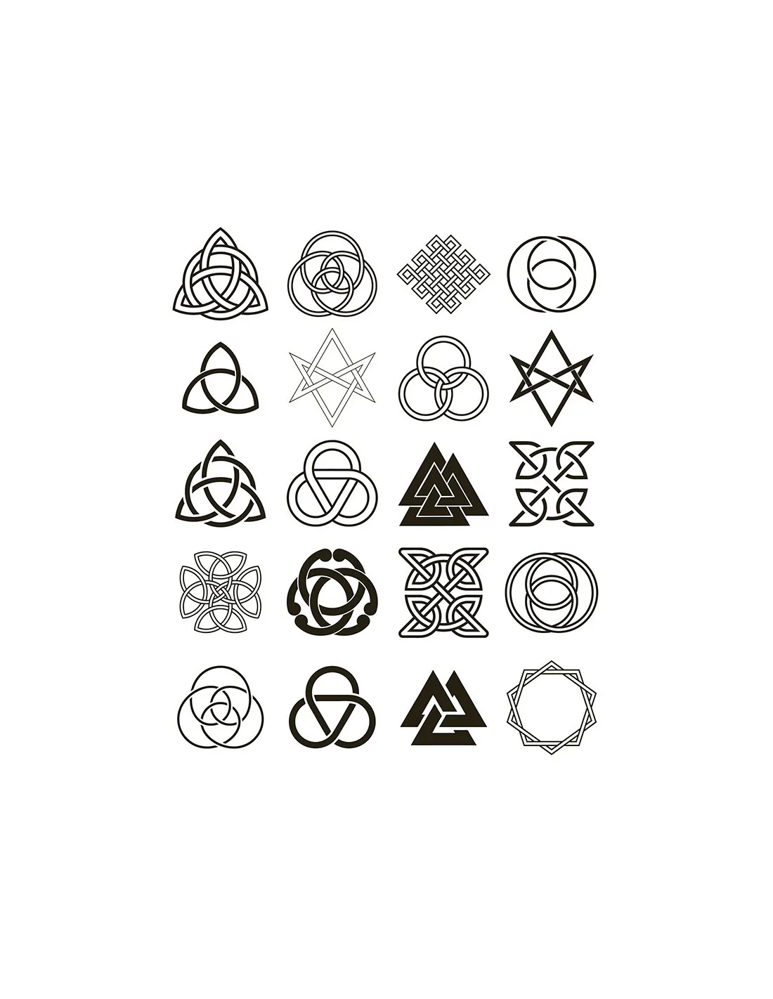 Tatuaje temporal con trisquetas celtas y otros símbolos vikingos