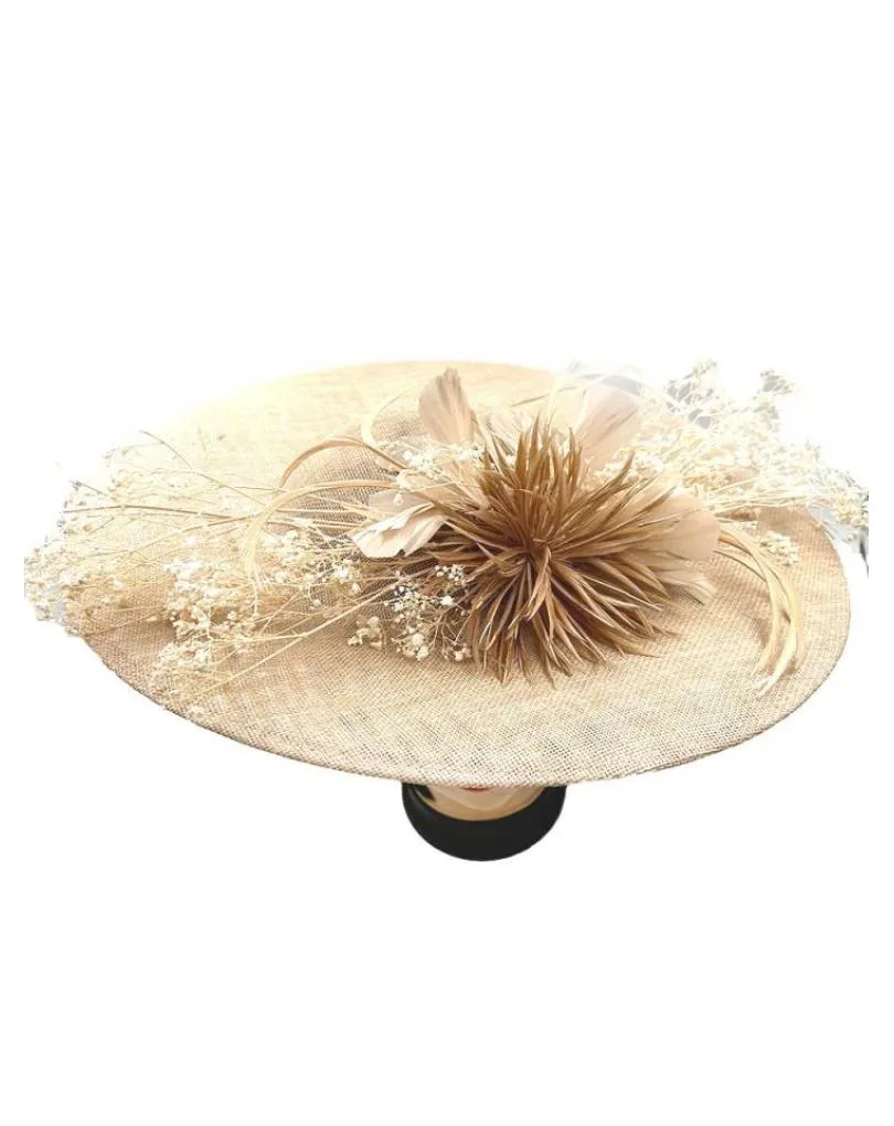 TOCADOS BEIGE PAMELA ORIGINAL CON FLORES PRESERVADAS