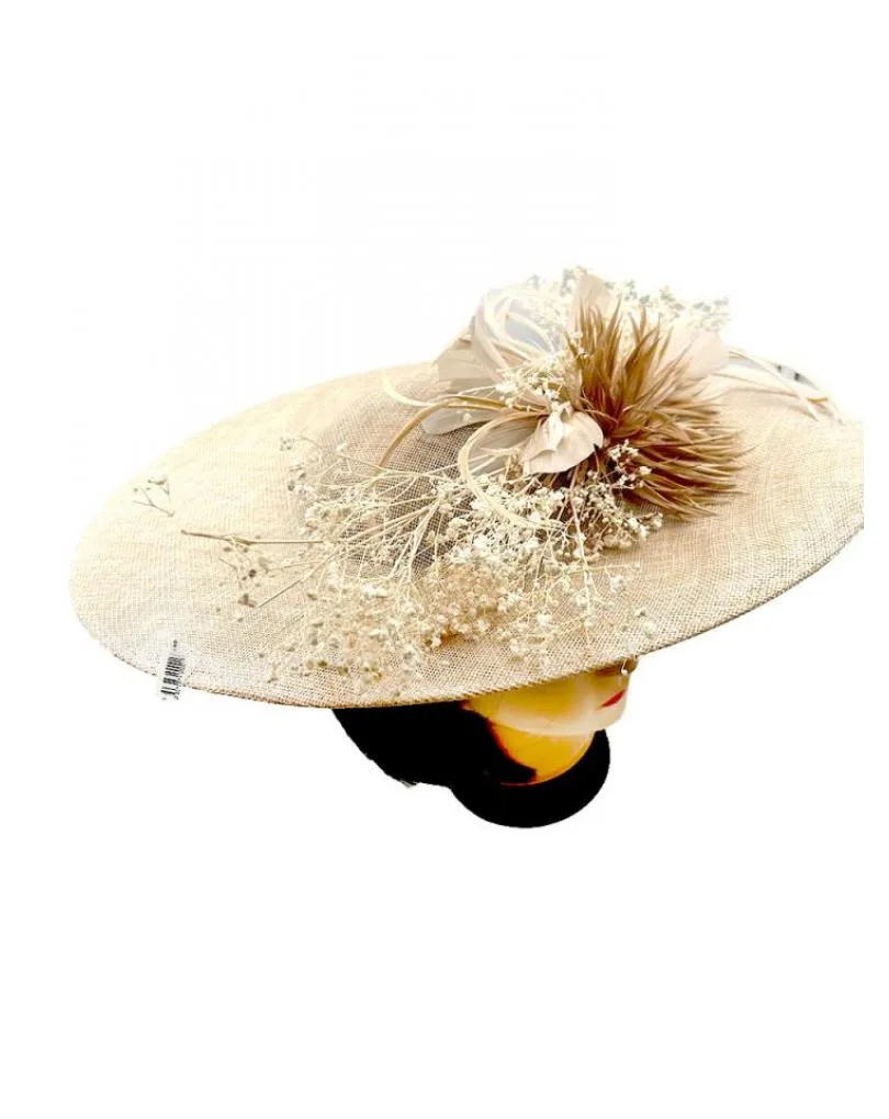 TOCADOS BEIGE PAMELA ORIGINAL CON FLORES PRESERVADAS