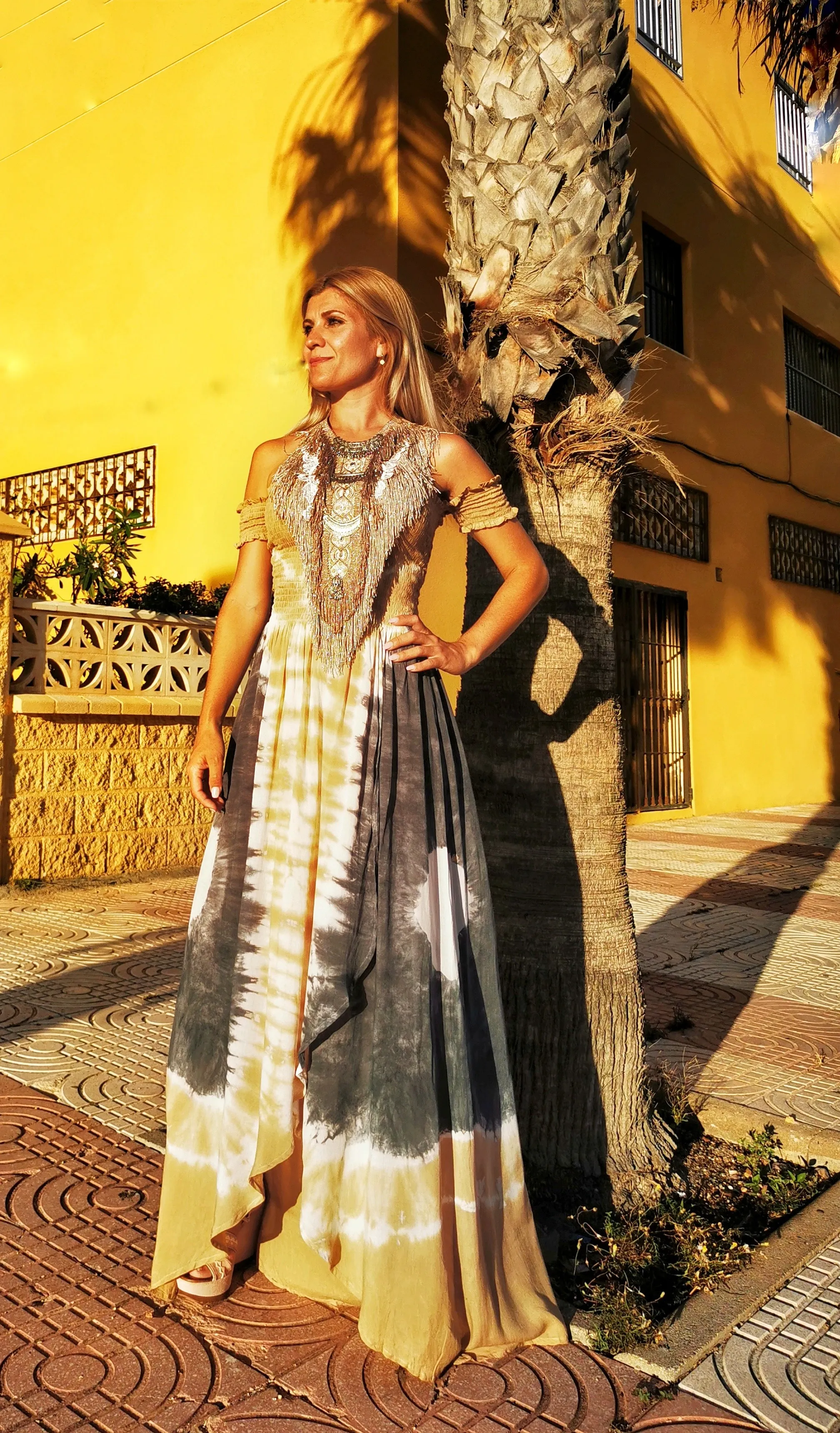 Vestido gris tie dye