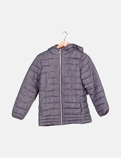 YD Abrigo acolchado gris estampado estrella con capucha
