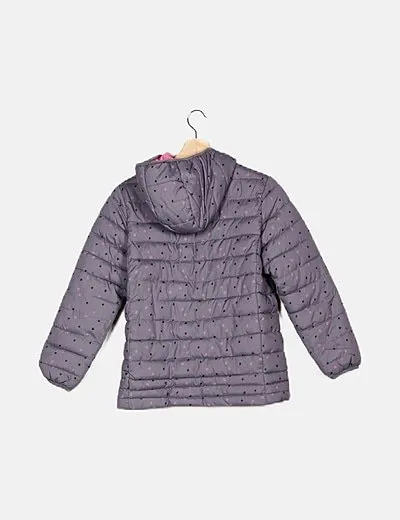 YD Abrigo acolchado gris estampado estrella con capucha