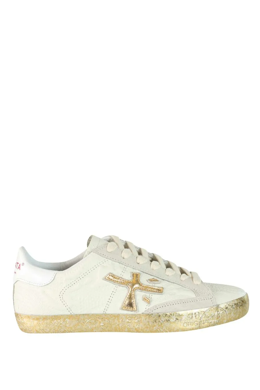 ZAPATILLAS BEIGE CON TEXTURA Y DORADO 