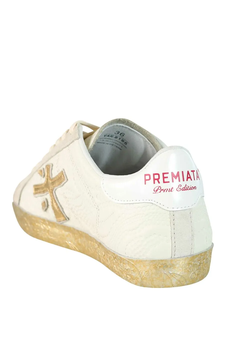 ZAPATILLAS BEIGE CON TEXTURA Y DORADO 