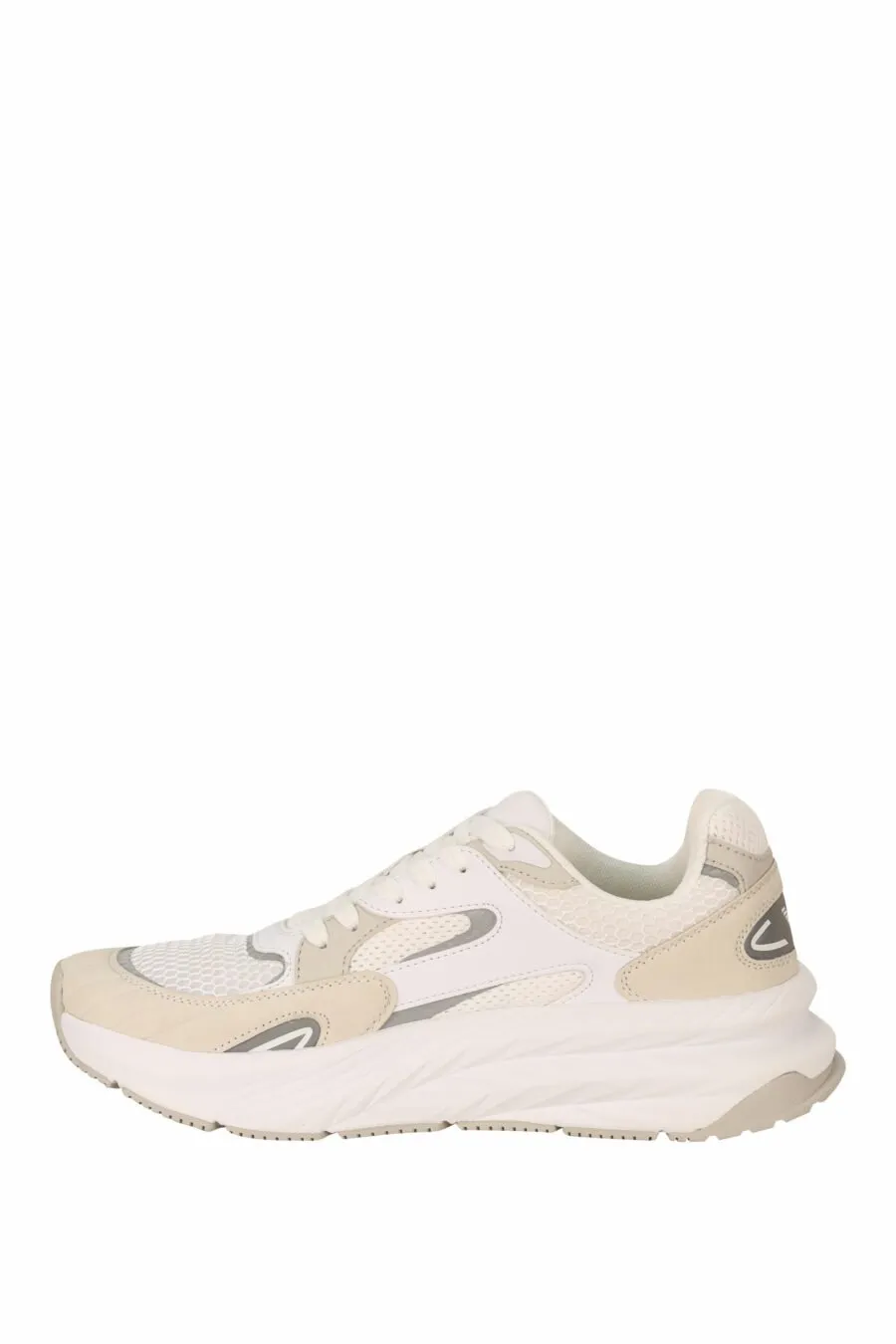 Zapatillas beige y blanco mix con minilogo beige