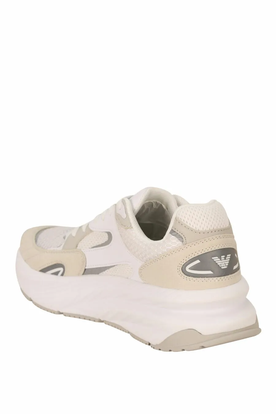 Zapatillas beige y blanco mix con minilogo beige