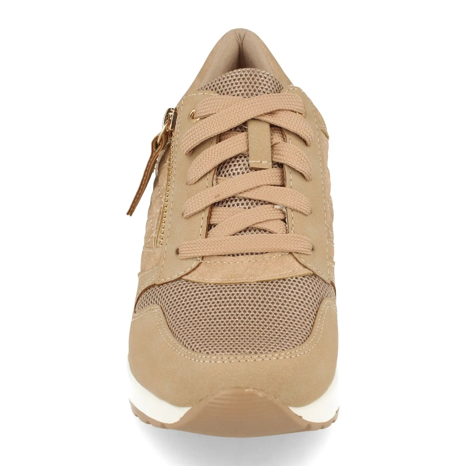 Zapatillas de cuña cómoda para mujer elegantes color beige 9590