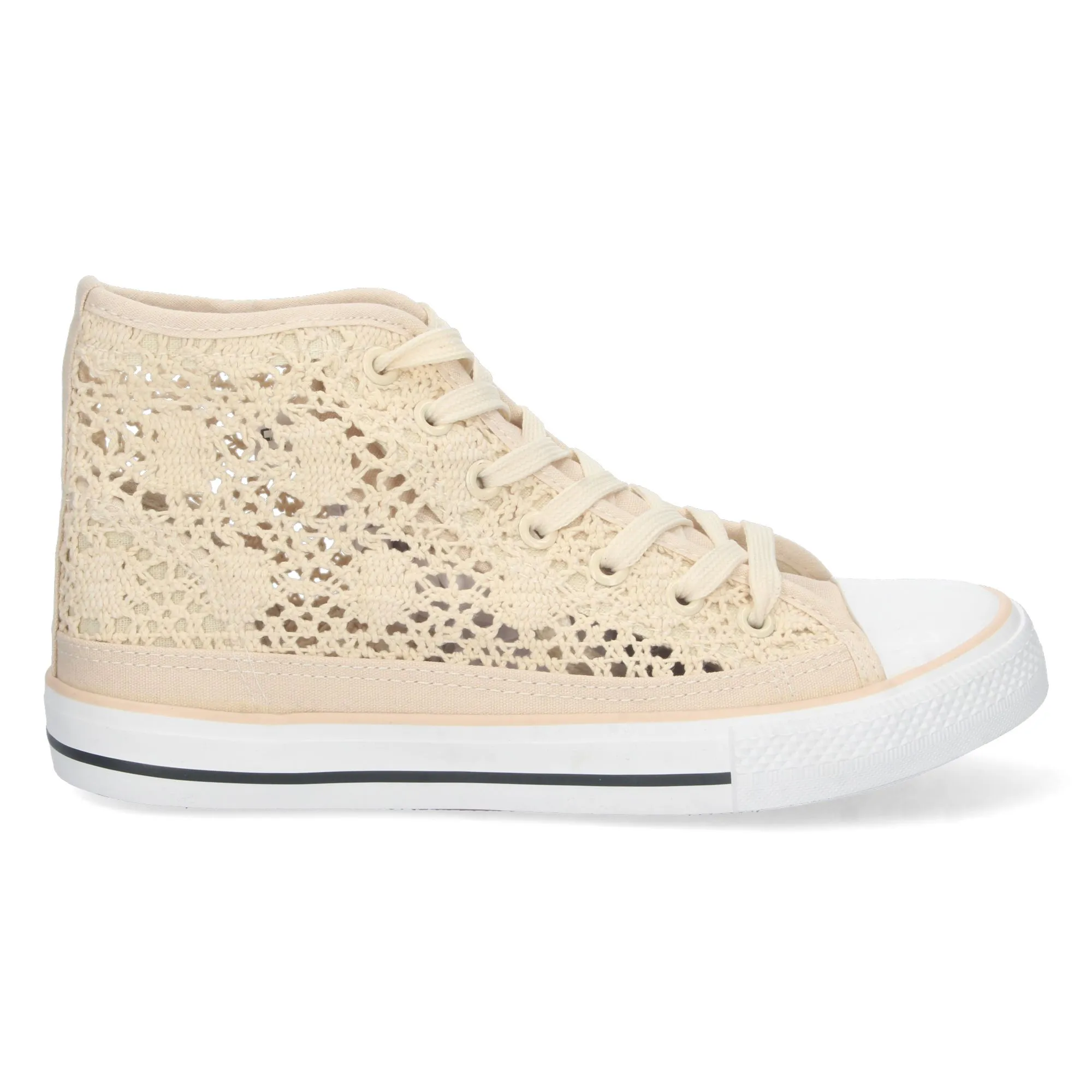 ZAPATILLAS PLANA ABOTINADAS ESTILO BAMBA CALADA MUJER COLOR BEIGE EV98