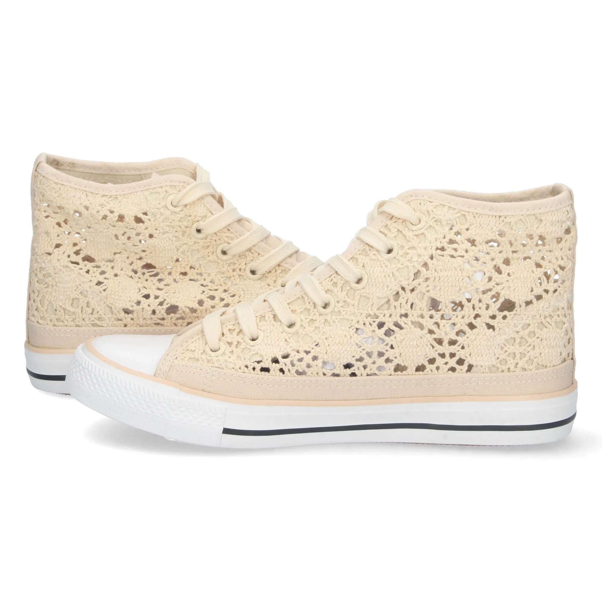 ZAPATILLAS PLANA ABOTINADAS ESTILO BAMBA CALADA MUJER COLOR BEIGE EV98