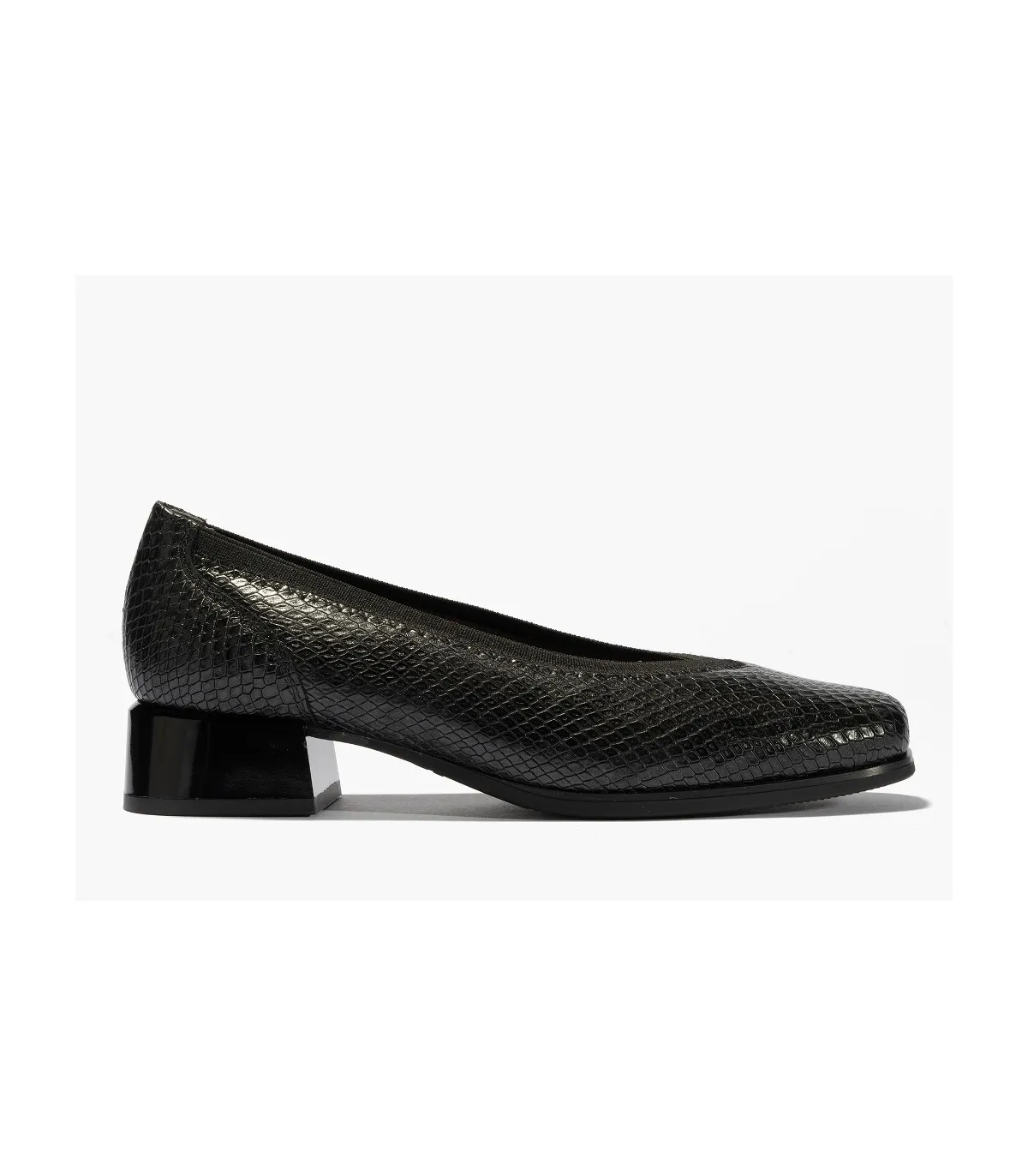 Zapato corte salón con elástico en color negro
