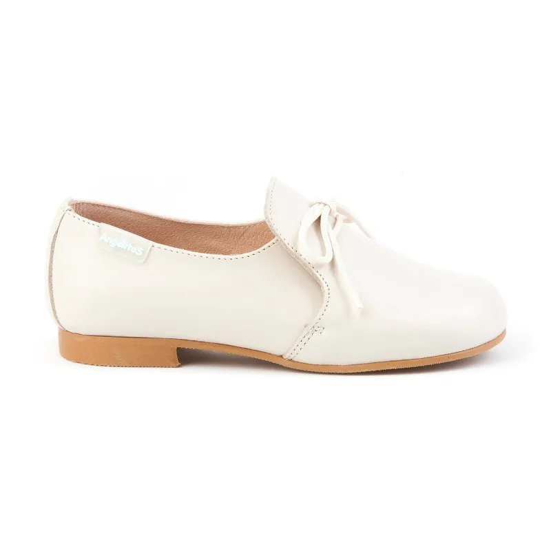 Zapatos Colegiales Infantil Niño Piel Cordones 1393 Beige, de Angelitos