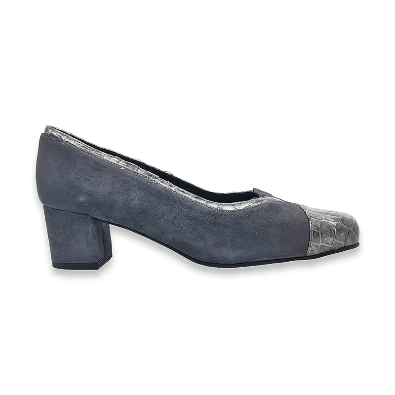 Zapatos De Salón Cómodos Mujer Piel Ante Puntera De Charol 73010 Gris, de Zany
