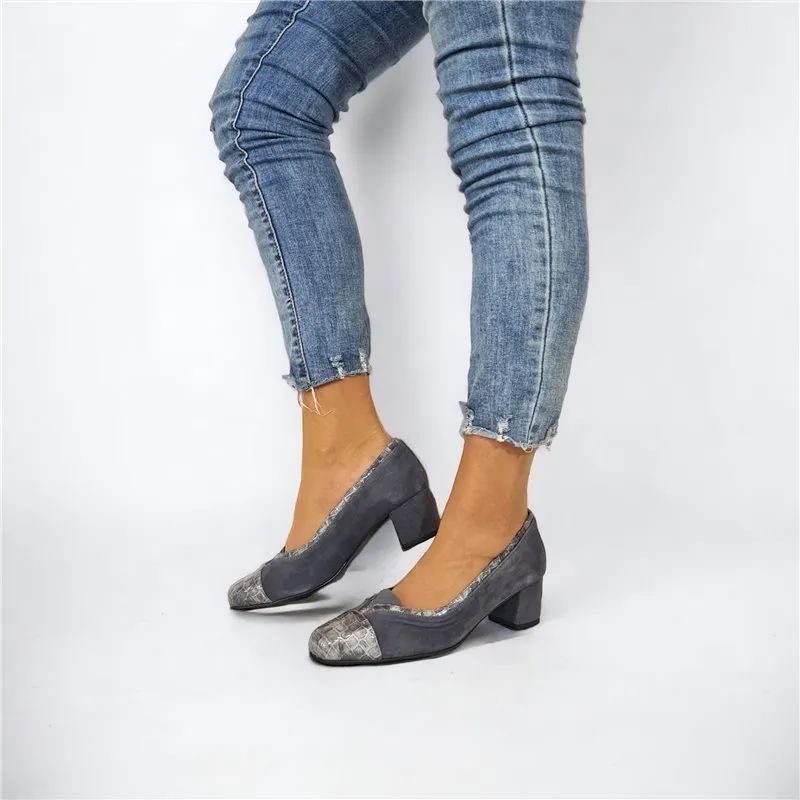 Zapatos De Salón Cómodos Mujer Piel Ante Puntera De Charol 73010 Gris, de Zany