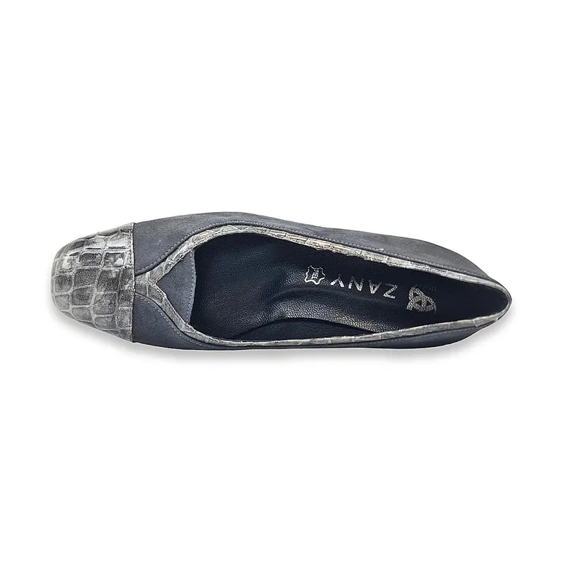 Zapatos De Salón Cómodos Mujer Piel Ante Puntera De Charol 73010 Gris, de Zany