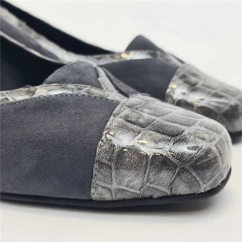 Zapatos De Salón Cómodos Mujer Piel Ante Puntera De Charol 73010 Gris, de Zany